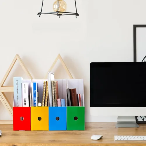 Miniatura 5 de Thenshop Organizador de 24 piezas de cartón para archivos, revistas, caja organizadora de archivos de escritorio, carpeta de almacenamiento de Negro