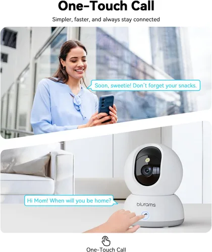 Miniatura 3 de blurams Cámaras para seguridad del hogar, cámara 2K para mascotas con aplicación de teléfono, cámaras interiores PTZ de 360°, conversación de 2