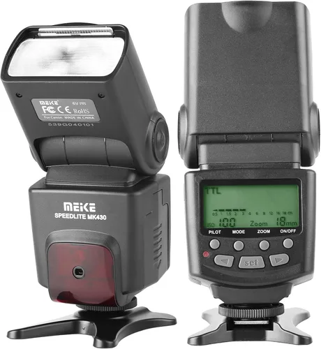 Meike MK430 TTL Flash LCD Speedlite compatible con cámara DSLR Canon EOS 70D 77D 80D Rebel T7i T6i T6s T6 T5i T5 T4i T3i SL2 y con soporte estándar