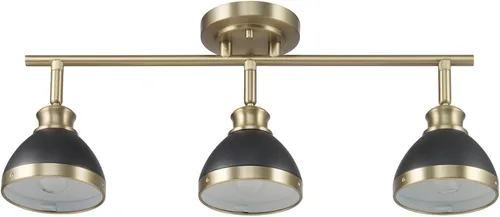 Globe Electric 64000004 Iluminación de pista de 3 luces de 22 pulgadas, latón mate, tonos negros mate, iluminación para cocina, baño, dormitorio o