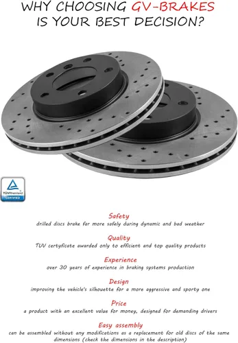 Miniatura 6 de Drilling GT Sport - Rotores de disco de freno compatibles con OPEL ZAFIRA II A05 MINIVAN 2005 2006 2007 2008 2009 2010 2011 2012 2013 2014-1623GVR