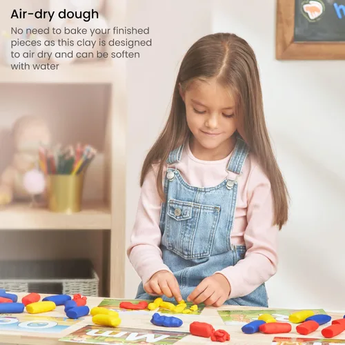 Miniatura 5 de Arteza Kids Play Dough, kit de aprendizaje del alfabeto, 30 piezas de arcilla seca al aire, 0.8 onzas, rojo, amarillo y azul, 26 tarjetas