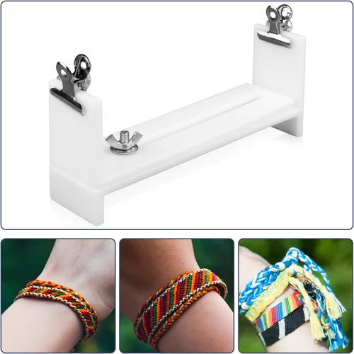Miniatura 6 de PEUTIER Plantilla de pulsera, kit de pulseras de paracaídas ajustables en forma de U, fabricante de pulseras con 2 clips para tejer cuerda