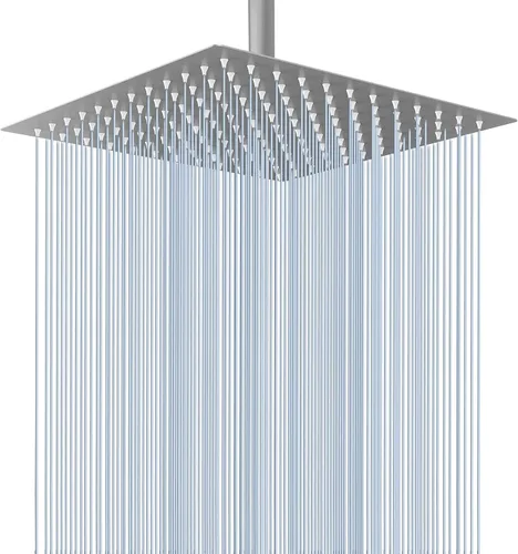 Miniatura 21 de Voolan - Regadera tipo lluvia de metal, cuadrada, de alto flujo, cobertura de cuerpo completo en cascada, montaje universal para techo o pared