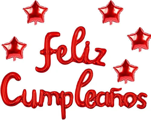 Miniatura 5 de Cartel de globos de Feliz Cumpleanos con 5 globos de estrella temática de fiesta