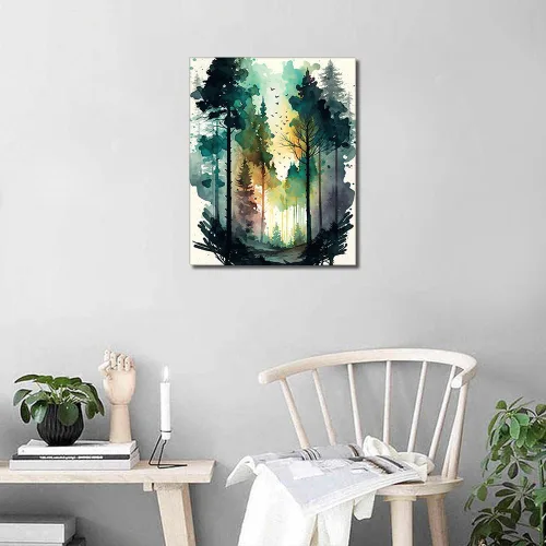 Miniatura 2 de TUMOVO Pintura por números para adultos, pintura de bosque por números, acuarela, paisaje por números, para niños, paisaje natural, pintura por