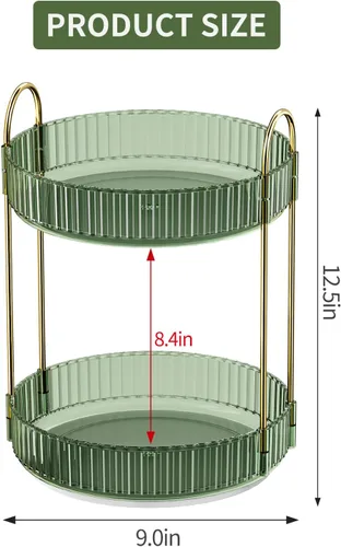 Miniatura 5 de Organizador de maquillaje giratorio de 360°, organizador de cuidado de la piel de gran capacidad, organizador de perfume para tocador de dos