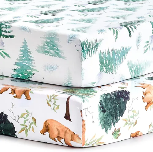 Miniatura 68 de Pack n Play Sheets, BROLEX 2 Pack Mini Crib Sheets,Stretchy Portable Fitted Playard Sheet Set, Convertible Playard Mattress Cover,Ultra Soft
