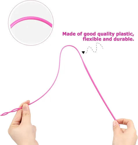 Miniatura 4 de 10 cordones de cordón con fácil Threaders, reemplazo de cadena de sudadera con capucha con enhebradores de cordón flexible rosa para pantalones