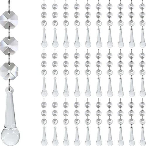 Miniatura 14 de Jishi 30 piezas de adornos de copo de nieve de cristal para decoración de árbol de Navidad, adornos de copo de nieve de acrílico transparente