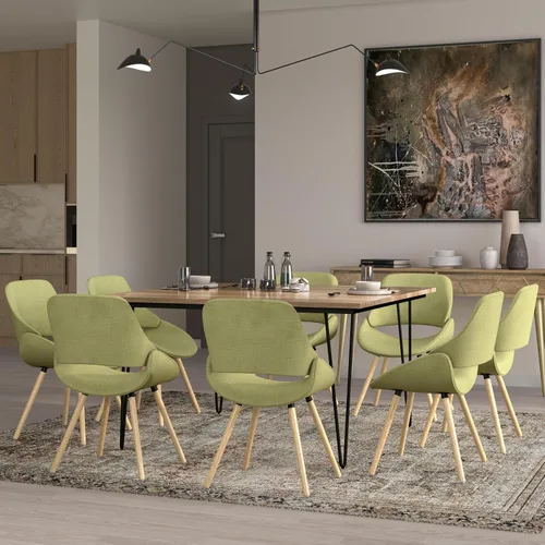 Miniatura 2 de SIMPLIHOME Malden - Sillas de comedor – Silla de cocina tapizada con marco de madera curvada y tela tejida en verde ácido, asiento de comedor
