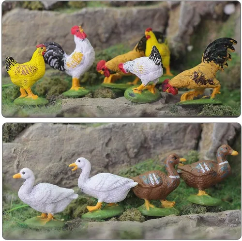 Miniatura 3 de 30pcs O Gauge Farm Animal 1:43 Escala Pintada Pollo Pato Ganso PVC Modelo Tren Diseño AN4304-30-AMUS