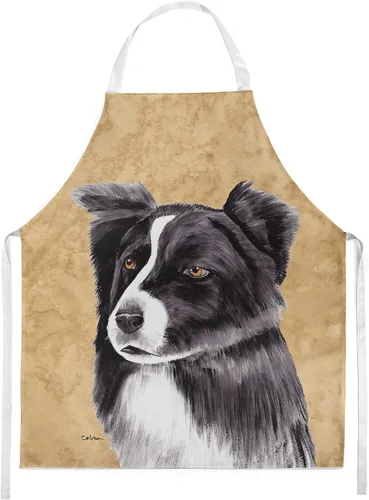 Caroline's Treasures SC9138APRON Border Collie Wipe Your Paws Delantal de cocina, servidor de cocina, horneado, manualidades, jardinería para