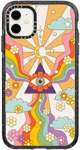Miniatura 47 de CASETiFY Impact - Funda para iPhone 11 - Flower Power Retro - Negro Transparente