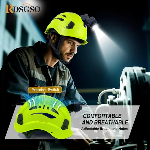Miniatura 7 de Casco de seguridad industrial con luz RGS-8C rejillas de ventilación ajustables, transpirables, ligeros, cascos con faros delanteros para Faro