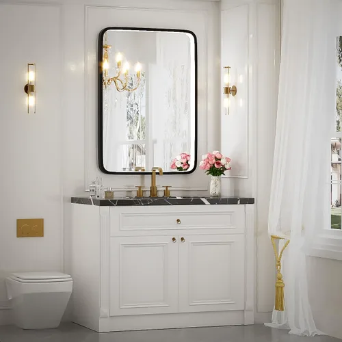 Miniatura 2 de Espejo de baño LED de 20 x 28 pulgadas con luces, marco de metal negro, espejo de tocador iluminado para pared, espejo LED regulable de 3000 K/4500