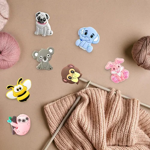 Miniatura 5 de 20 piezas de protectores para puntas de agujas de tejer con lindos animales, protectores para agujas de tejer, tamaño US 2.5-13 (3mm-9mm), para Panda