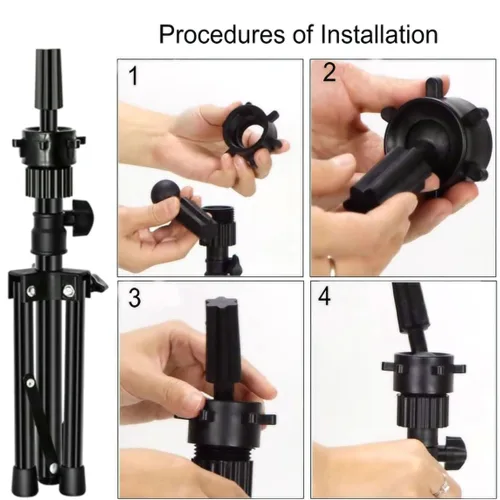 Miniatura 2 de FUTAI Soporte de peluca trípode para peluquería práctica estilo exhibición de cabello humano maniquí cabeza maniquí cosmetología muñeca cabeza