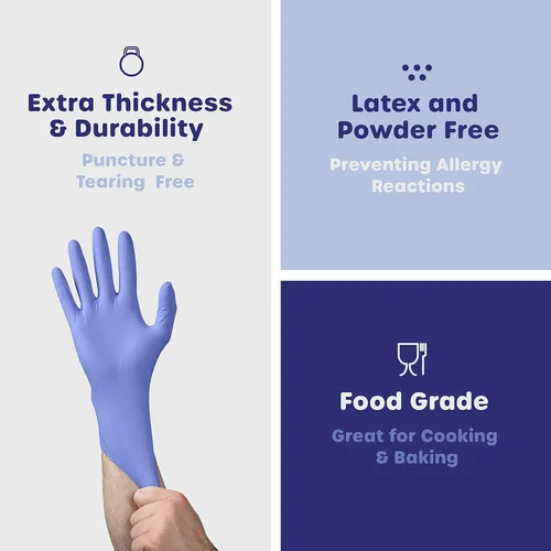 Miniatura 4 de GUSTO Blue Nitrile Gloves, Disposable Gloves – 4 Mil, Latex & Rubber Free, Non-Sterile Powder-Free (Formerly Comfy Package)