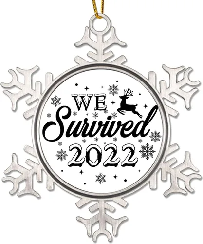 Miniatura 9 de Adorno de Navidad de metal 2022 con diseño de copo de nieve con agujero de gas real, colgante divertido de cotizaciones de precios de gas alto