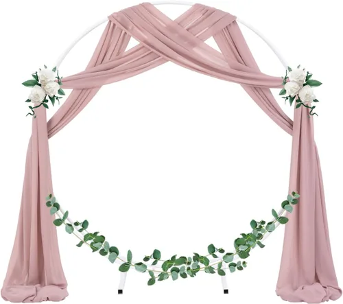 Miniatura 2 de Socomi 29 pulgadas x 19 pies de tela drapeada para arco de boda, 2 paneles de cortina de gasa transparente rosa polvorienta, 6 yardas para Rosa
