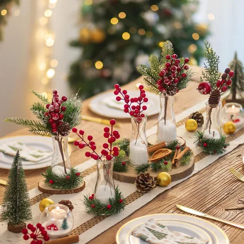 Miniatura 3 de Hewory Jarrones de Cristal para Brotes para Centros de Mesa - Juego de 12 Jarrones de Flores Pequeños Transparentes, Modernos Minimalistas Lindos