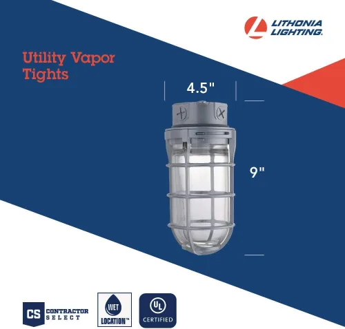 Miniatura 4 de Lithonia Lighting VC150I M12 - Aplique de luz para montaje en techo hermético al vapor incandescente, color gris, VC150I M12, 150watts, 120 volts