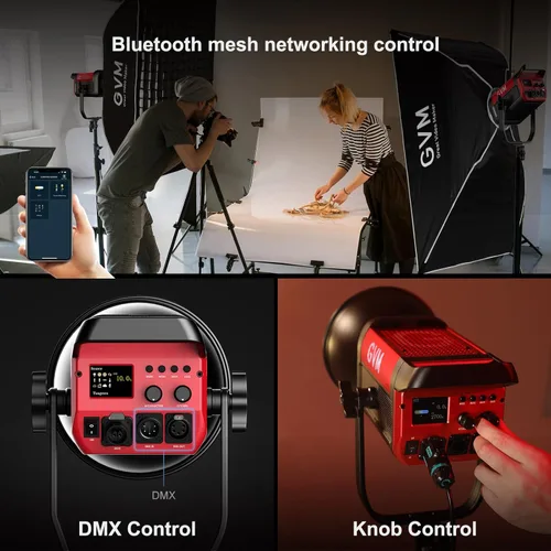 Miniatura 3 de GVM - Luz de video LED de 200 W, salida continua de 2700 K-6800 K, luz LED COB con control de aplicación DMX/Bluetooth, luz de estudio de YouTube