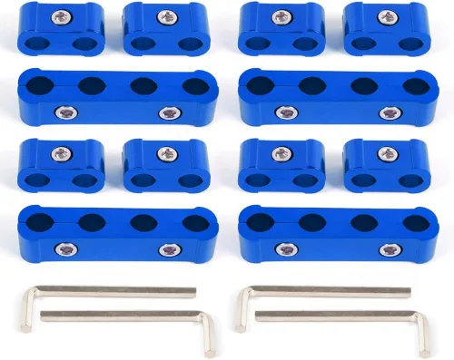 Kit separador divisor de cables de bujía del motor Compatible con separadores de cable de aleación de aluminio de 8 mm 9 mm 10 mm azul