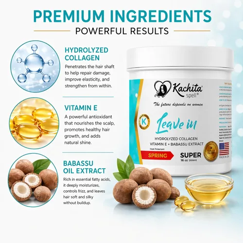 Miniatura 5 de Kachita Spell Nuevos rizos fabulosos y perfectos sin enjuague con crema de queratina hidrolizada añadidos 16 mechones fabricados en Estados Unidos