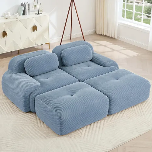 Miniatura 19 de Juego de sofás seccionales sin hueso de 117 pulgadas para sala de estar, modular en forma de L y sofá de 3 plazas con asiento profundo, almohadas