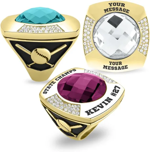 Miniatura 18 de Anillo de campeonato de acero inoxidable con texto y color personalizados - Trofeo, fútbol americano, béisbol, baloncesto, deportes electrónicos