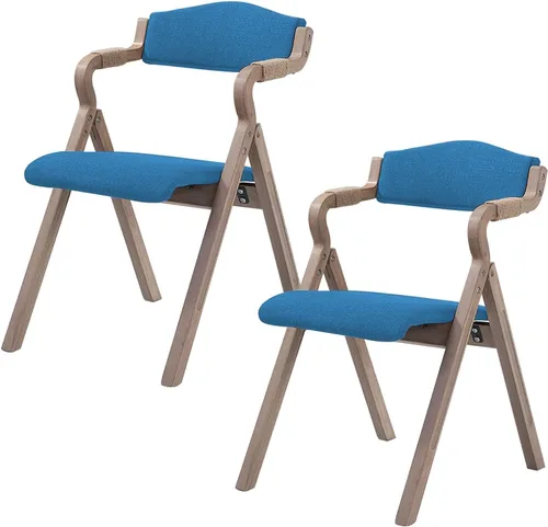 Miniatura 10 de 2-Pack Folding Chairs with Cushion, Farmhouse Folding Dining Chairs, Linen Padded Foldable Chairs for Dining Room, Parties, Office(Beige)