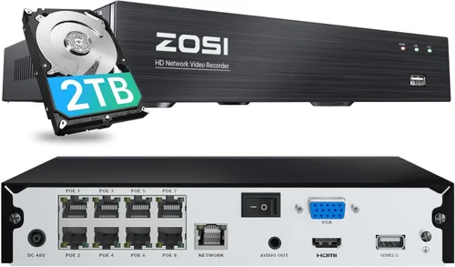 Miniatura 11 de ZOSI Grabadora de video en red 4K, 32 canales, 16 puertos, 8 MP, sistema de vigilancia PoE NVR de doble disco, solo compatible con cámara