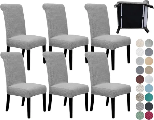 Miniatura 32 de SPRINGRICO Paquete de 2 fundas para sillas de comedor con cinturón de seguridad, fundas elásticas para sillas Parsons lavables, fundas protectoras