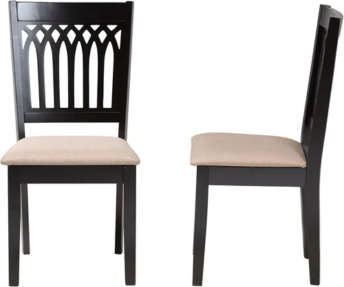 Miniatura 5 de Baxton Studio Genesis - Juego de 2 sillas de comedor, beige/marrón oscuro