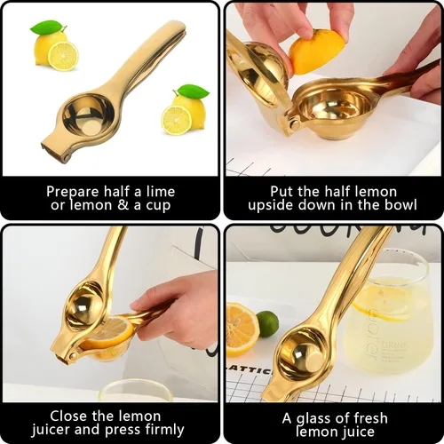 Miniatura 6 de Exprimidor de limón de acero inoxidable Exprimidor de mano Prensa de cítricos Exprimidor de limas Manual de metal para naranjas, uvas, herramienta