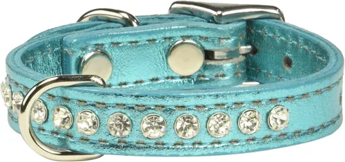 Miniatura 93 de Collar de perro de cuero y cristales de OmniPet Signature, cuero de grano de violeta africana de avestruz, se ajusta a un tamaño de cuello de 6"-8