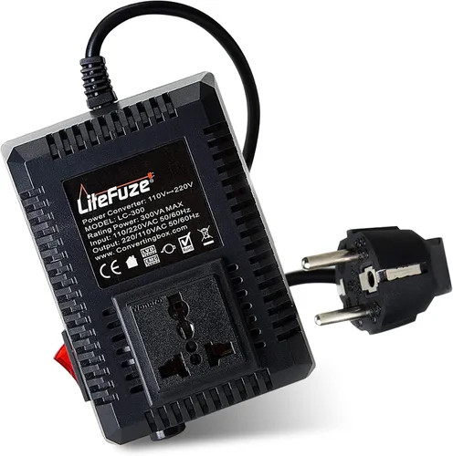 LiteFuze, convertor de voltaje alto/bajo para viaje. cable EU