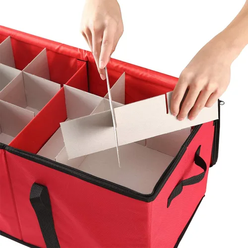 Miniatura 3 de Sattiyrch Caja de almacenamiento grande para adornos de Navidad con cierre de cremallera doble, la caja contribuye con ranuras para 54 adornos