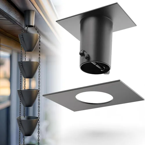 Miniatura 8 de Rain Chains Direct - Adaptador/Instalador de Canalones de Cadena de Lluvia en Aluminio con Revestimiento de Pintura Electrostática Negra Cobre
