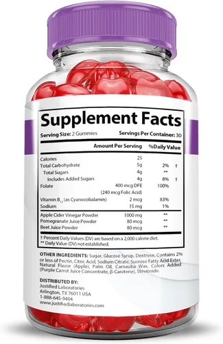 Miniatura 4 de Paquete de 3 gomitas Keto ACV de apoyo avanzado Keto Gummys de 1000 mg de vinagre de sidra de manzana formulado con jugo de granada y remolacha
