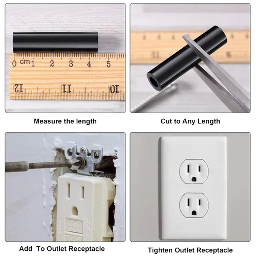 Miniatura 4 de Outus 120 tornillos de toma de corriente eléctrica, espaciadores extensores de salida eléctrica, espaciadores de goma redonda para interruptor