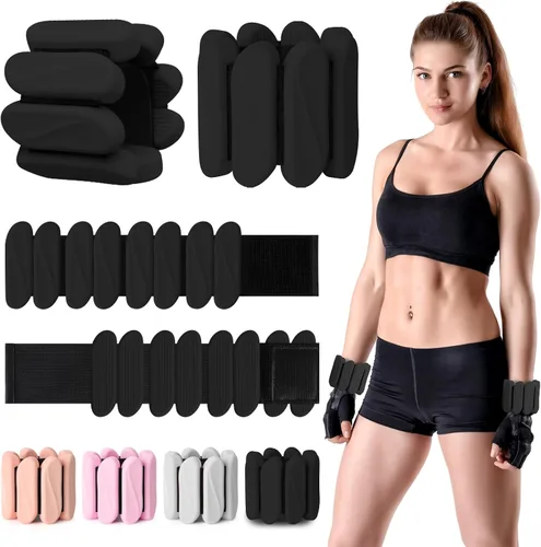 Pesas de muñeca, paquete de 2 pesas de muñeca y tobillo portátiles para mujeres y hombres, pesas ajustables para brazo y pierna, brazaletes de