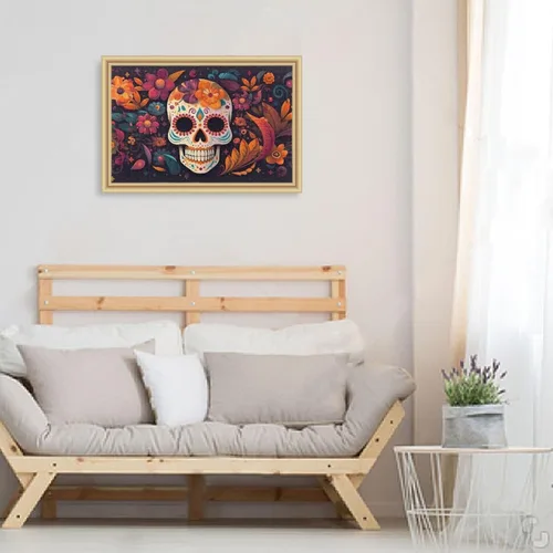 Miniatura 6 de Rompecabezas de calavera de azúcar mexicana, material compuesto de madera de papel Zcon bolsa de almacenamiento e imagen de referencia fácil