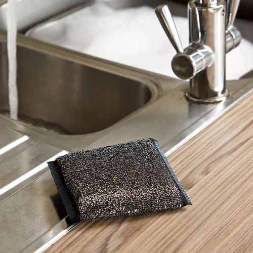 Miniatura 2 de Marigold Scrub Away - Estropajo de acero inoxidable resistente, 20 paquetes individuales, gris, 4.3 x 0.7 x 6.1 in