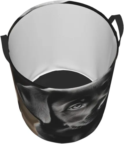 Miniatura 3 de Black Labrador Puppy print Circular Hamper Waterproof Storage Bin Organizer Basket Laundry Hamper With Handles For Clothes Toys Small