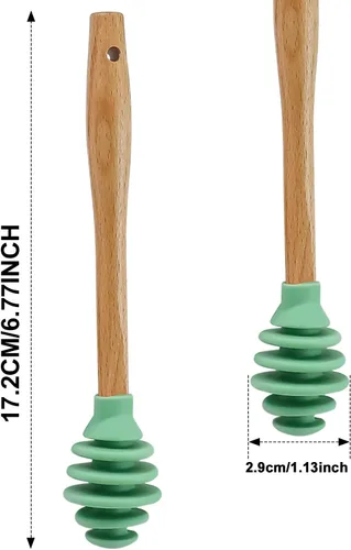Miniatura 2 de Enenes Palitos de silicona para la miel, 3 cucharas de miel antigoteo con diseño en espiral con varilla agitadora, dispensador libre de BPA de grado