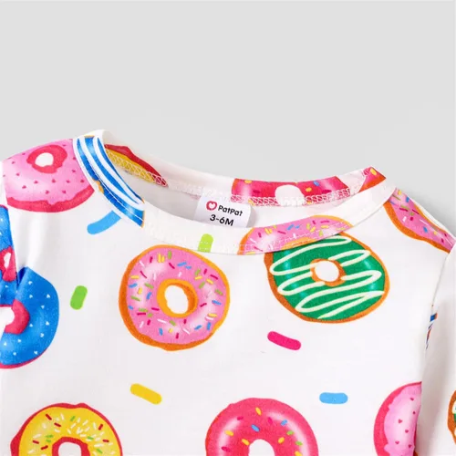 Miniatura 3 de PATPAT Conjunto de pijama de manga larga con estampado geométrico básico para bebé