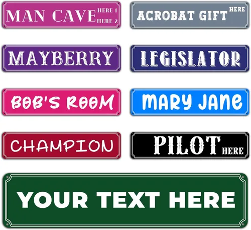 Letrero de calle personalizado de metal con texto de nombre, letreros de carretera personalizados para exteriores, divertidos letreros de calle de 4